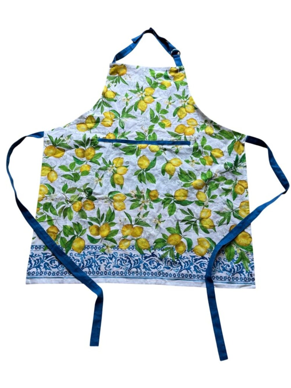 Maison L'Hermine Lemons Blue Tile Print Cotton Apron